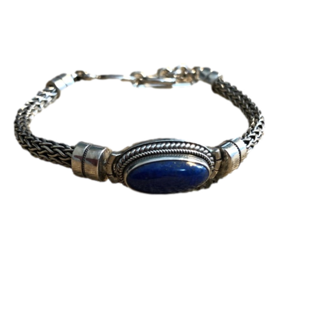 Sterling Silver and Lapis Toggle Bracelet